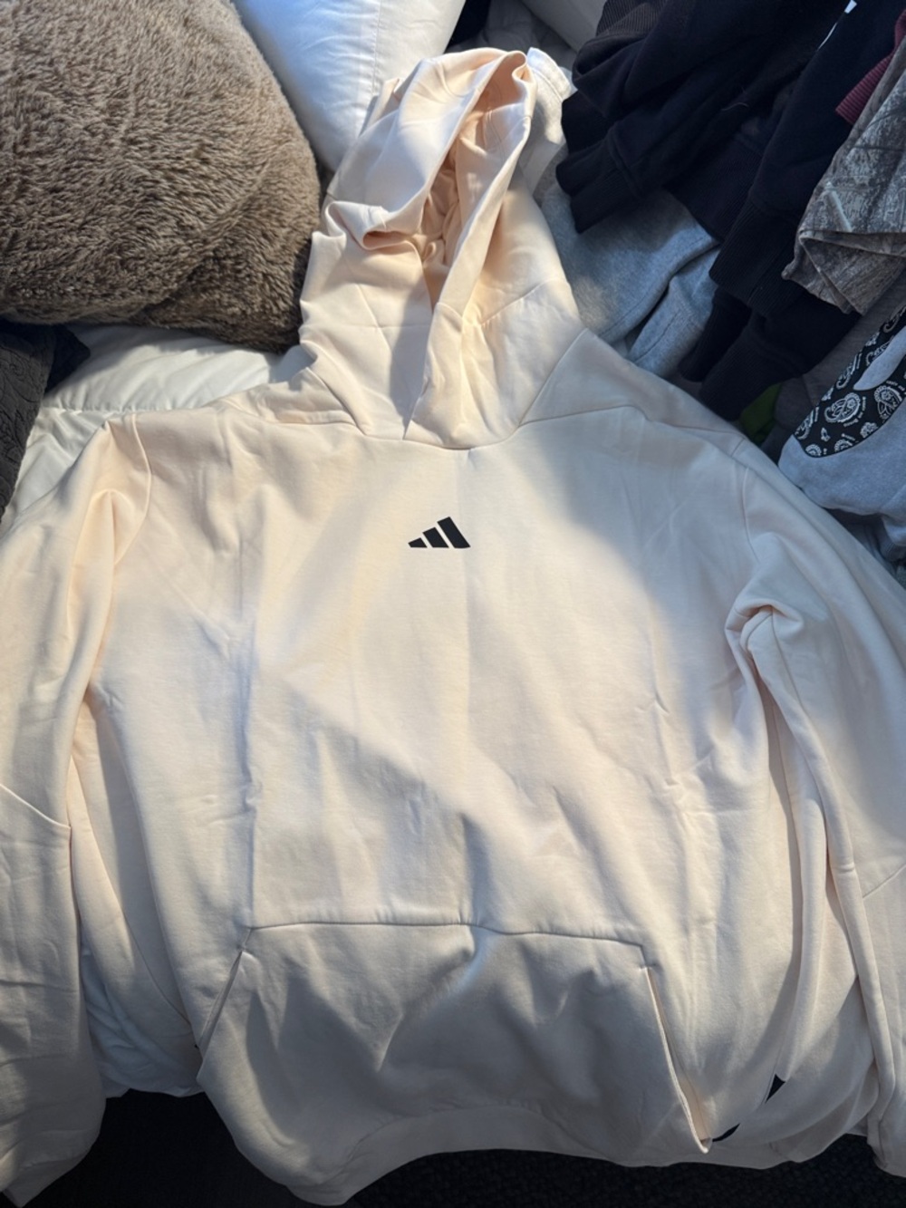 adidas Blush Pink Pullover Hoodie with Small Logo
